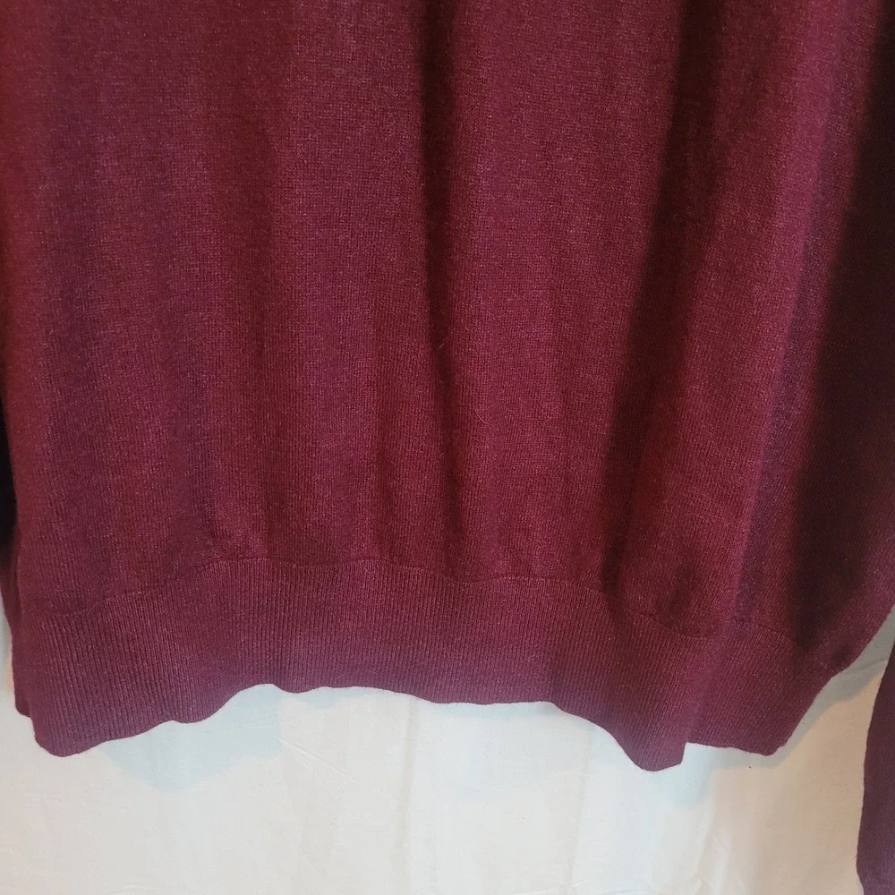 Johnston & Murphy Mens Large Burgundy Silk Angora Blend V-Neck Sweater Maroon